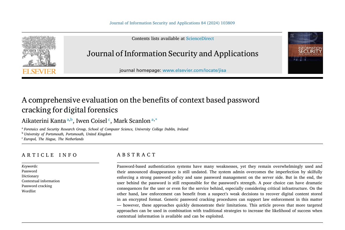 Preview of A Comprehensive Evaluation on the Benefits of Context Based Password Cracking for Digital Forensics