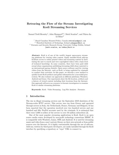 First-page preview of Retracing the Flow of the Stream: Investigating Kodi Streaming Services
